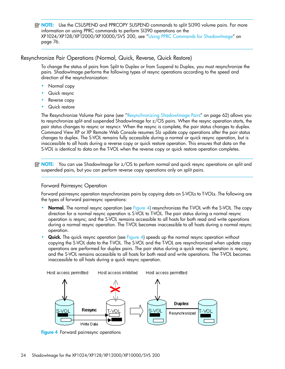 Forward pairresync operation, Figure 4 forward pairresync operations, 4 forward pairresync operations | HP XP Business Copy Software User Manual | Page 24 / 178