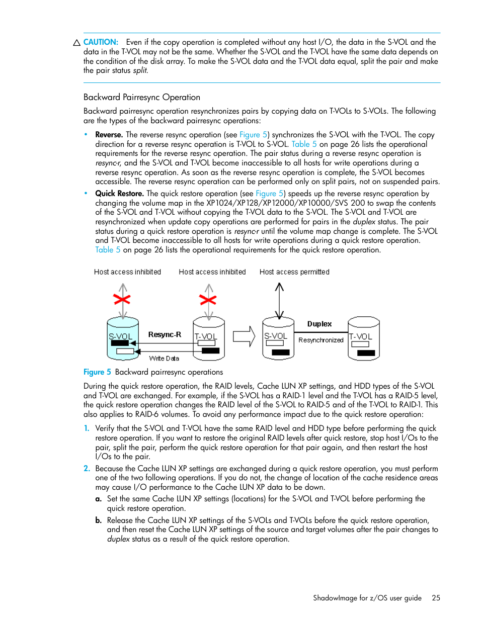 Backward pairresync operation, Figure 5 backward pairresync operations, 5 backward pairresync operations | HP XP Business Copy Software User Manual | Page 25 / 178