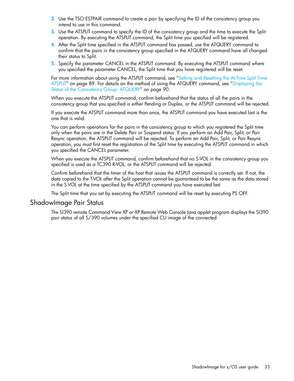 Shadowimage pair status | HP XP Business Copy Software User Manual | Page 33 / 178