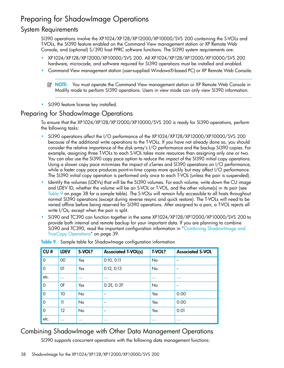 Preparing for shadowimage operations, System requirements | HP XP Business Copy Software User Manual | Page 38 / 178