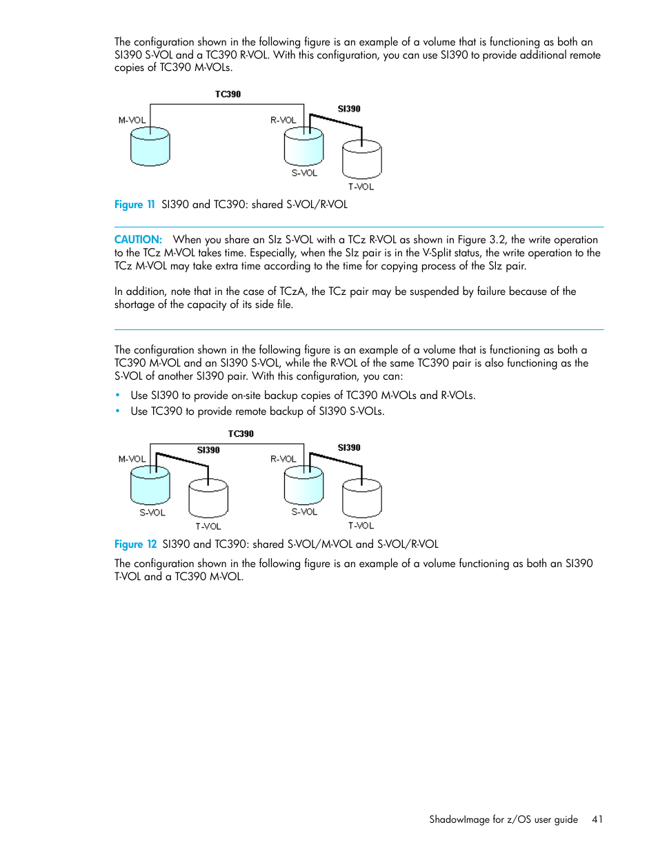 Figure 11 si390 and tc390: shared s-vol/r-vol, 11 si390 and tc390: shared s-vol/r-vol | HP XP Business Copy Software User Manual | Page 41 / 178