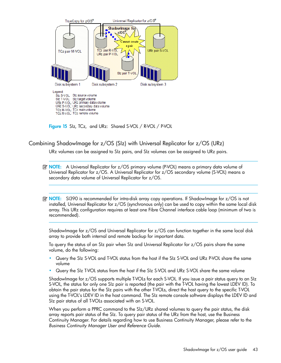 15 siz, tcz, and urz: shared s-vol / r-vol / p-vol | HP XP Business Copy Software User Manual | Page 43 / 178