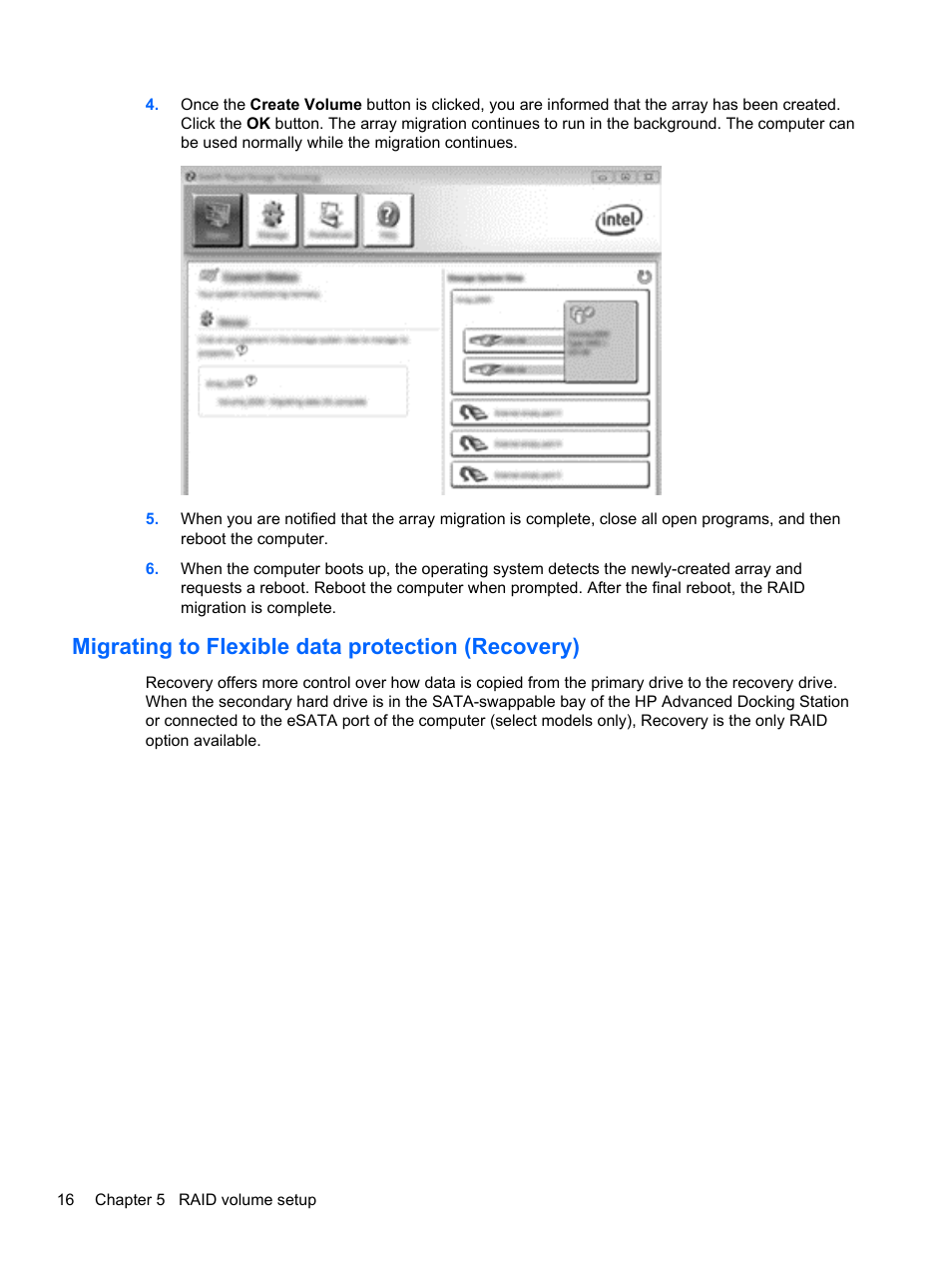 Migrating to flexible data protection (recovery) | HP EliteBook 2170p Notebook PC User Manual | Page 20 / 33