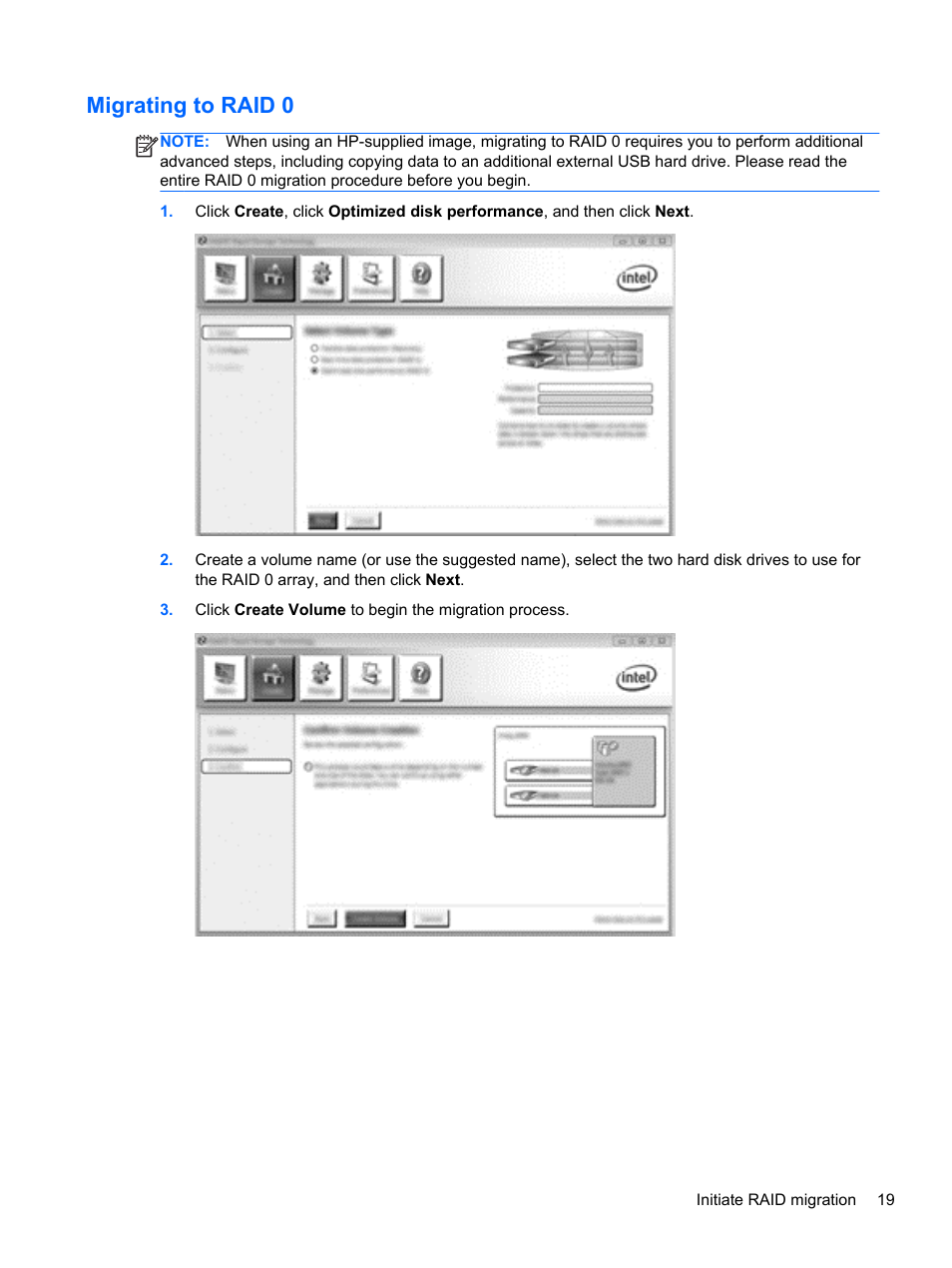 Migrating to raid 0 | HP EliteBook 2170p Notebook PC User Manual | Page 23 / 33