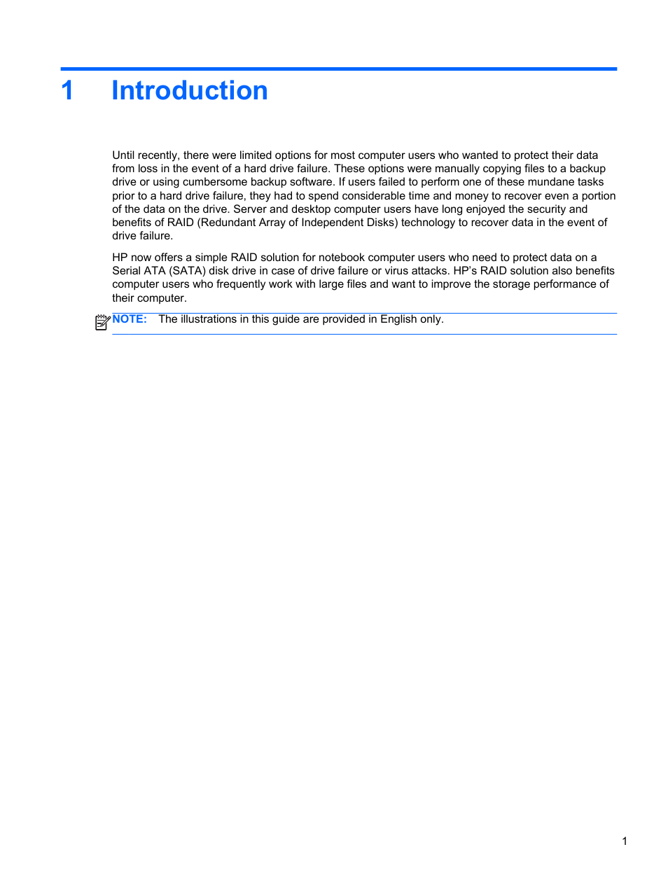 Introduction, 1 introduction, 1introduction | HP EliteBook 2170p Notebook PC User Manual | Page 5 / 33