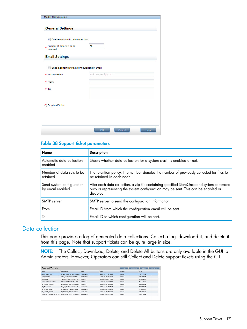 Data collection | HP StoreOnce Backup User Manual | Page 121 / 156