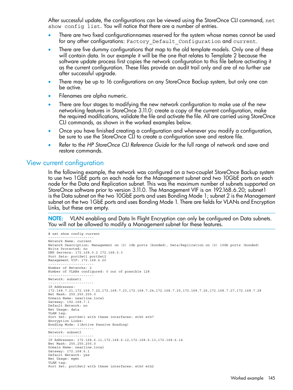 View current configuration | HP StoreOnce Backup User Manual | Page 145 / 156