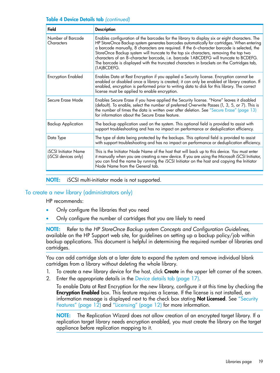 To create a new library (administrators only) | HP StoreOnce Backup User Manual | Page 19 / 156