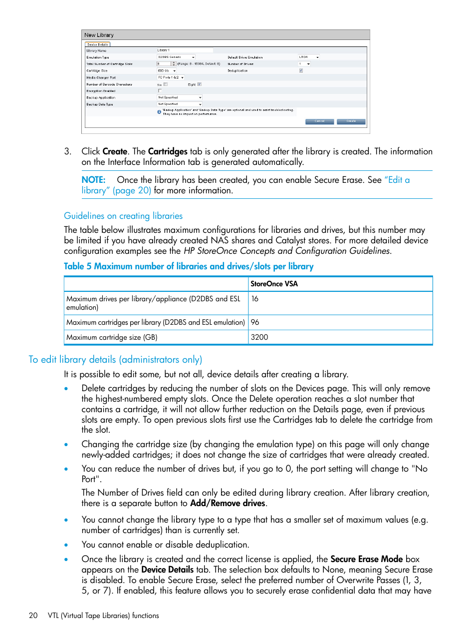 To edit library details (administrators only) | HP StoreOnce Backup User Manual | Page 20 / 156