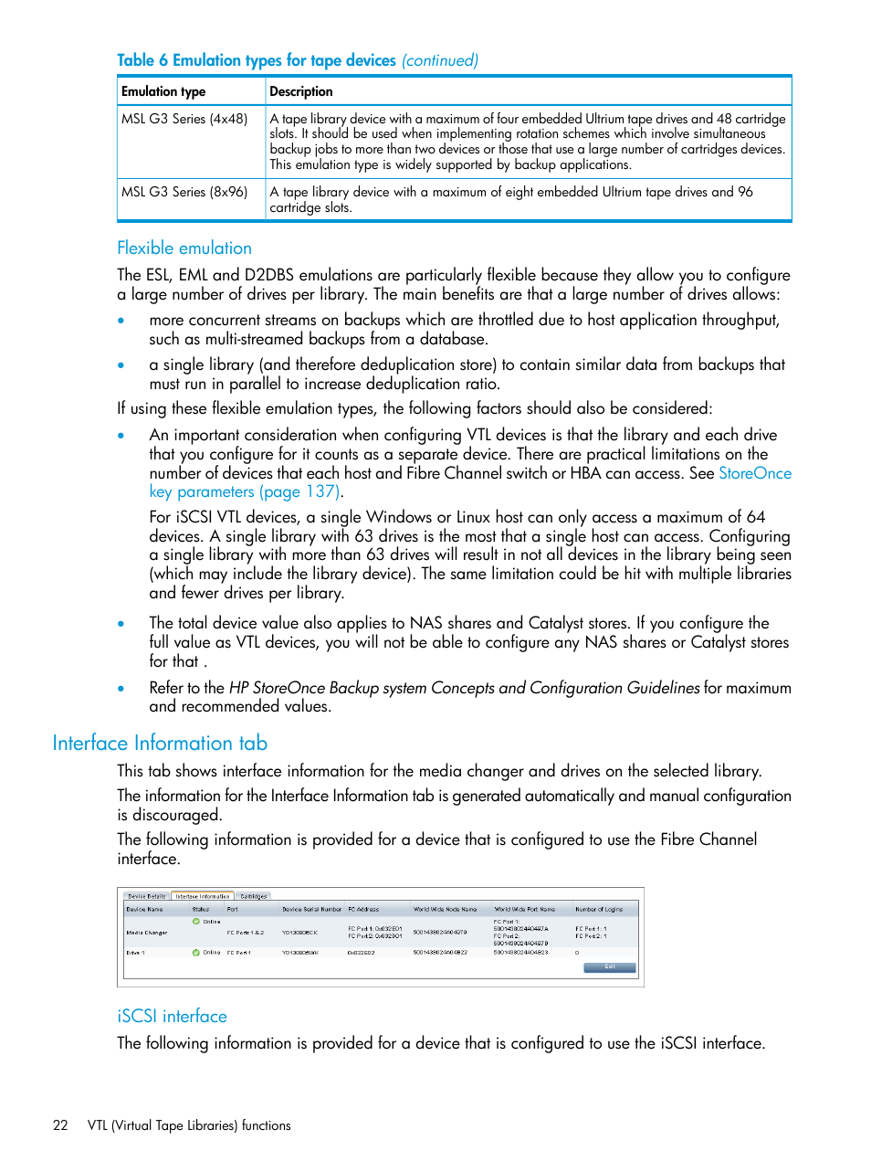 Interface information tab | HP StoreOnce Backup User Manual | Page 22 / 156