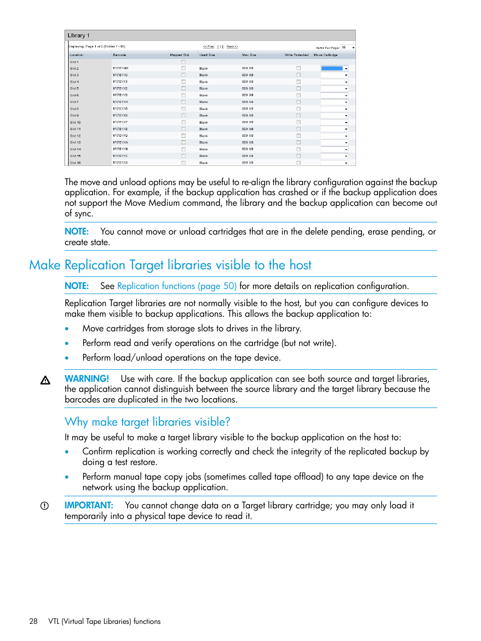Why make target libraries visible | HP StoreOnce Backup User Manual | Page 28 / 156