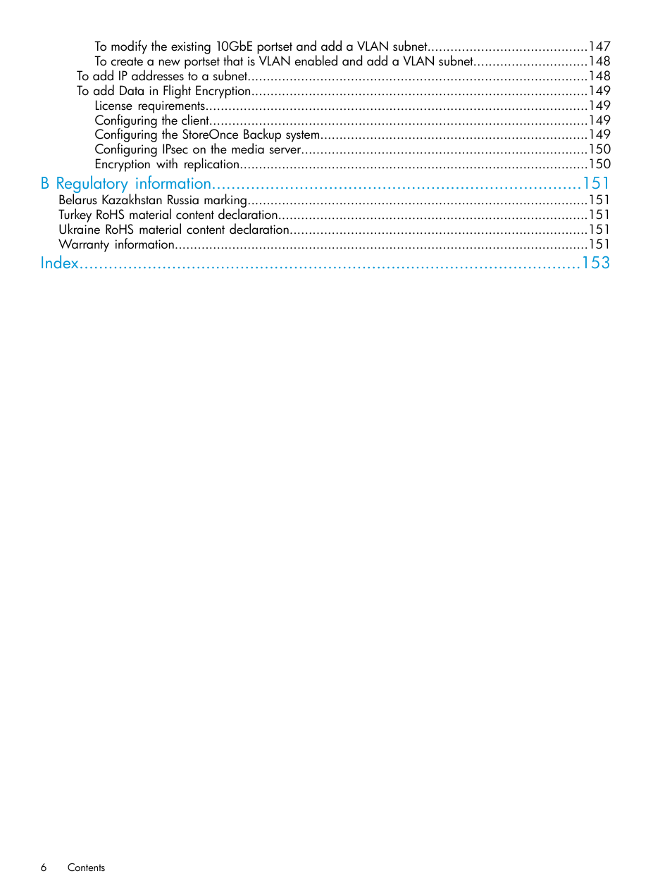 B regulatory information, Index | HP StoreOnce Backup User Manual | Page 6 / 156