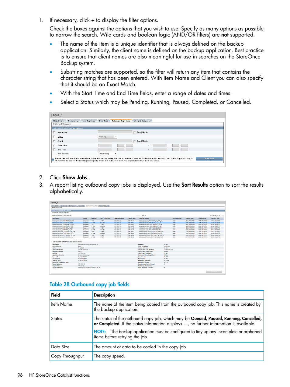 HP StoreOnce Backup User Manual | Page 96 / 156