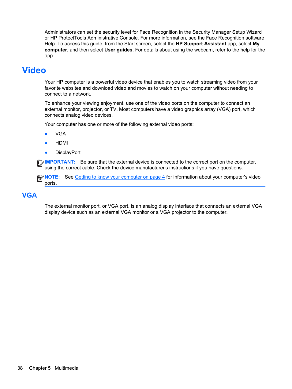 Video | HP EliteBook 8470p Notebook PC User Manual | Page 48 / 126