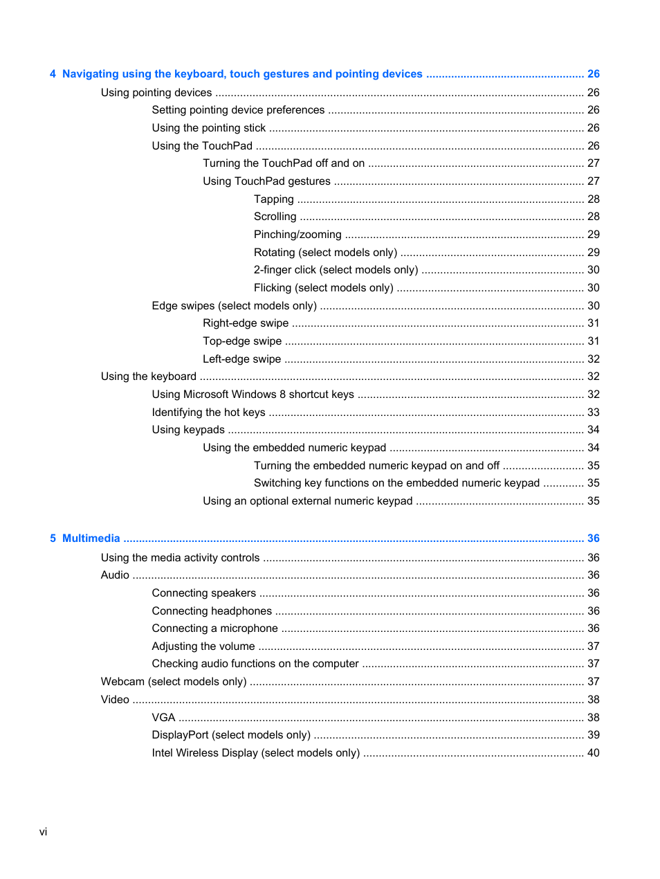 HP EliteBook 8470p Notebook PC User Manual | Page 6 / 126