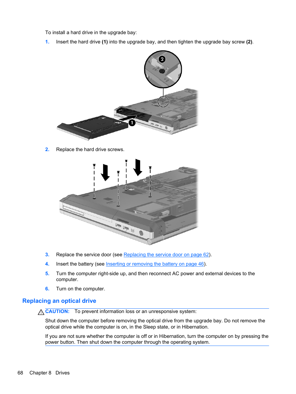 Replacing an optical drive | HP EliteBook 8470p Notebook PC User Manual | Page 78 / 126
