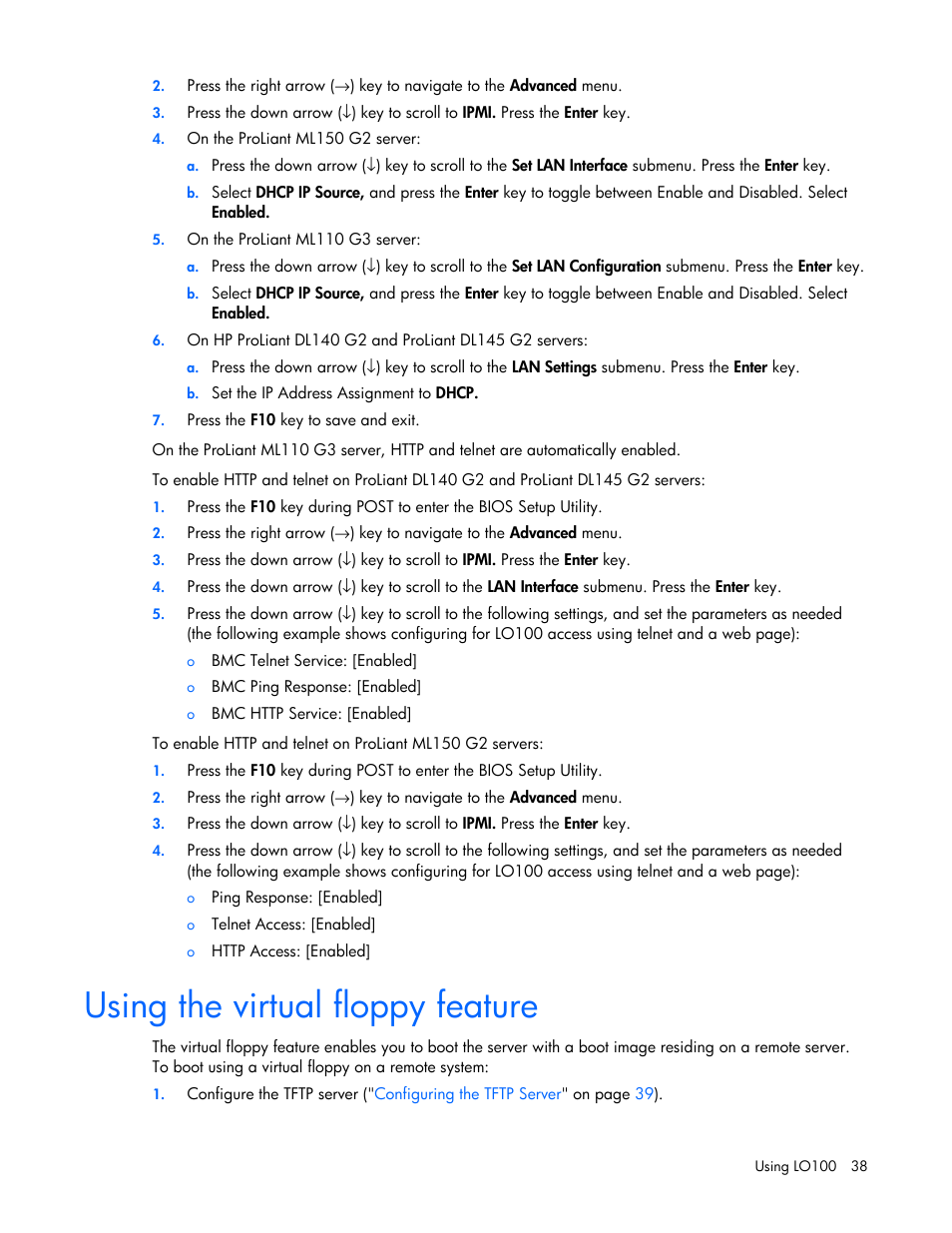 Using the virtual floppy feature | HP Lights-Out 100 Remote Management User Manual | Page 38 / 52