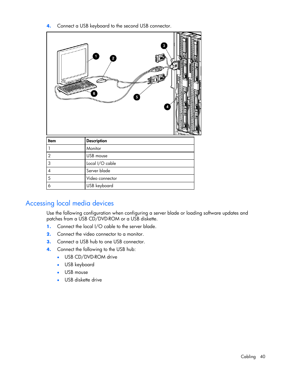 Accessing local media devices | HP ProLiant BL480c Server-Blade User Manual | Page 40 / 96