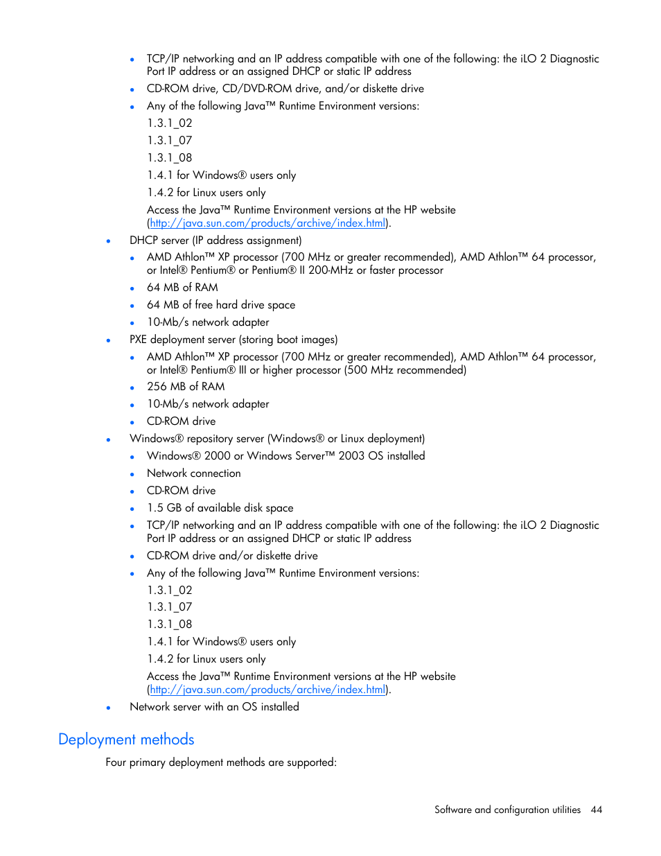 Deployment methods | HP ProLiant BL480c Server-Blade User Manual | Page 44 / 96