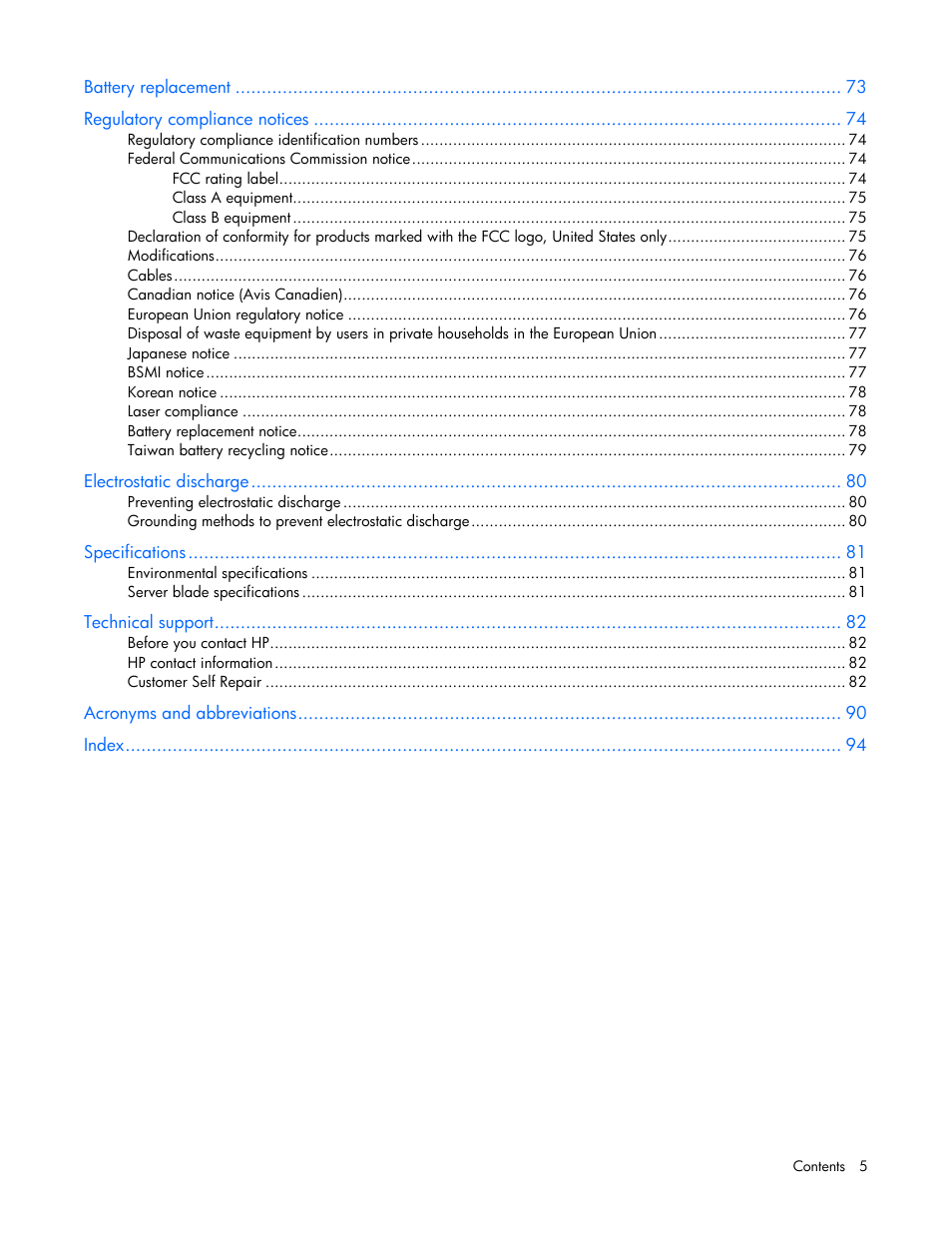 HP ProLiant BL480c Server-Blade User Manual | Page 5 / 96