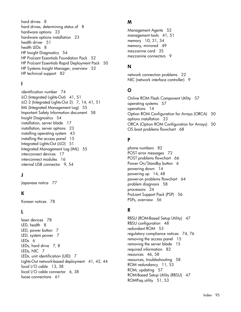 HP ProLiant BL480c Server-Blade User Manual | Page 95 / 96