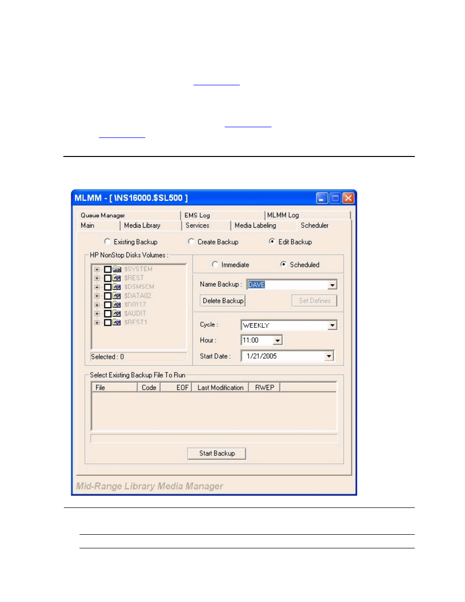 Figure 6-23, Edit backup, Edit a backup | HP Integrity NonStop H-Series User Manual | Page 113 / 212