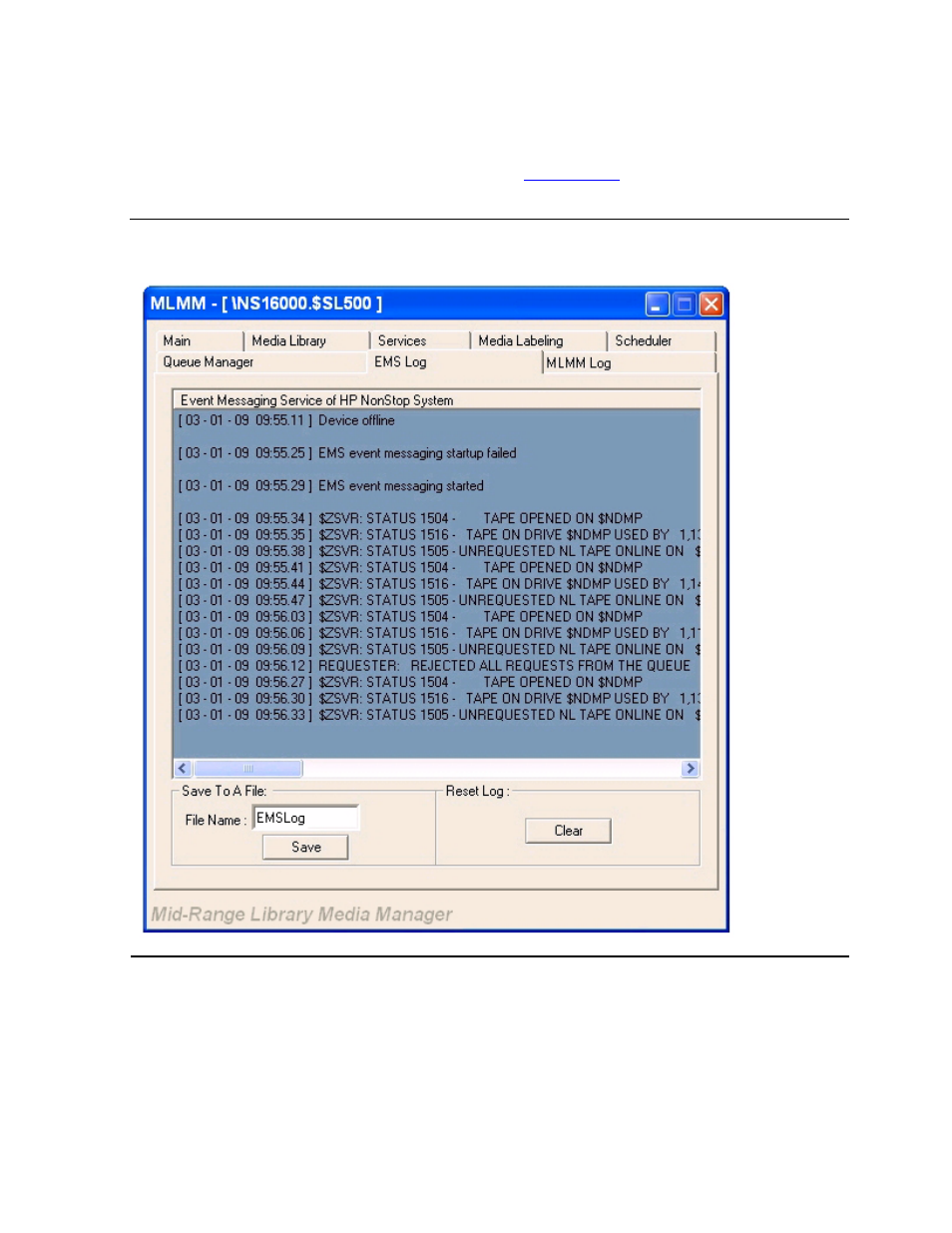 Ems log tab, Figure 6-25 | HP Integrity NonStop H-Series User Manual | Page 116 / 212