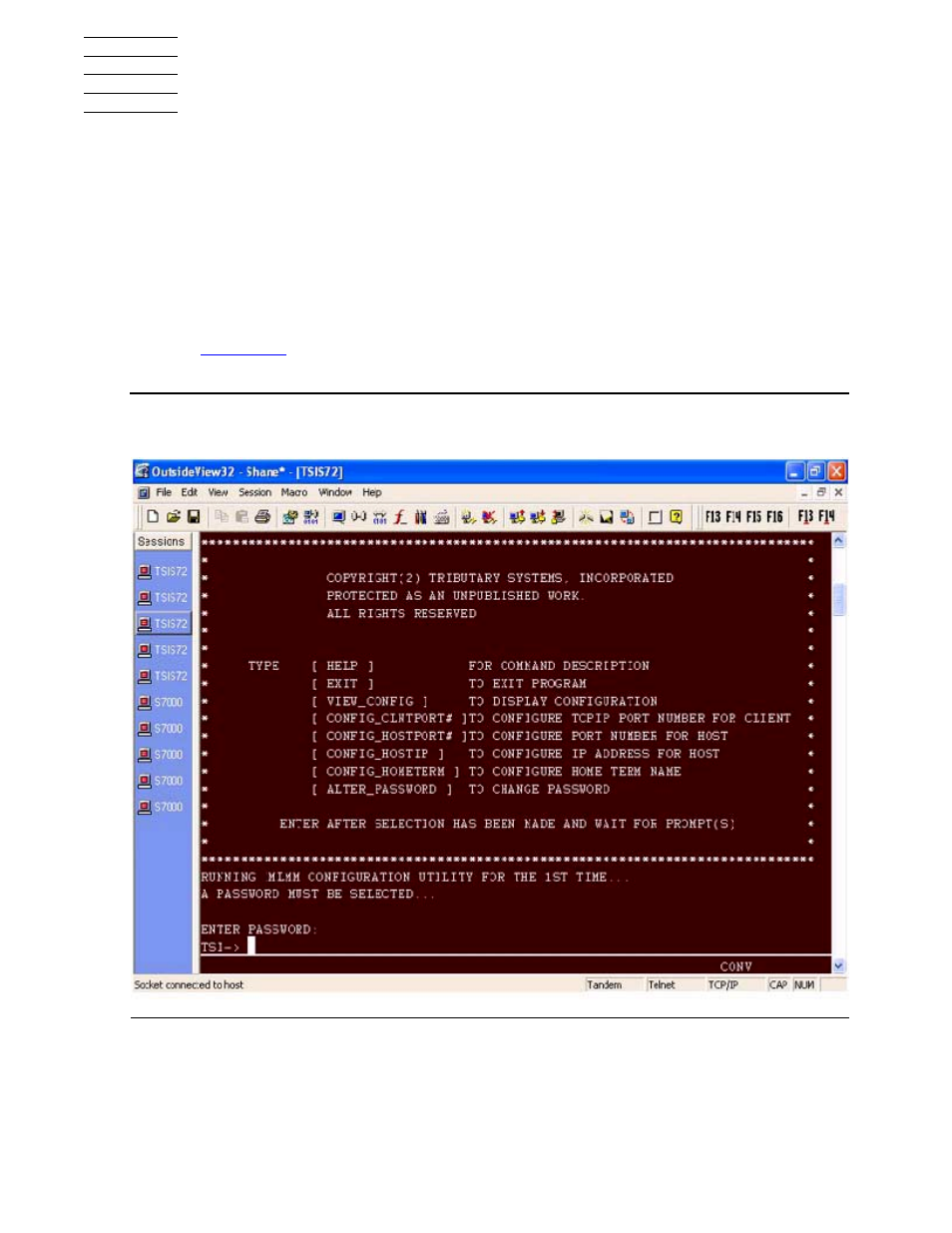 Configuring the mlmm client on the nonstop system, Figure 4-1, Configuration main menu | HP Integrity NonStop H-Series User Manual | Page 63 / 212