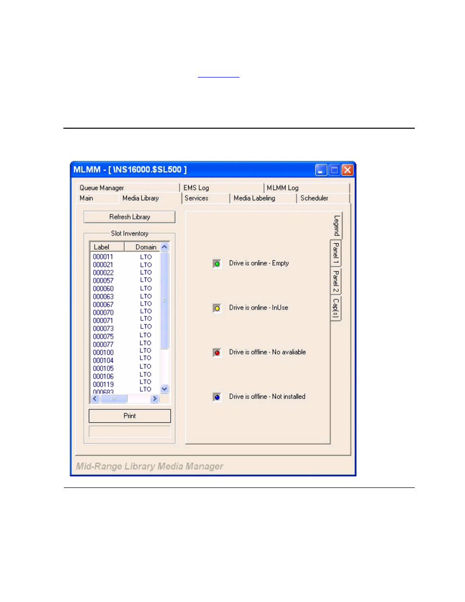 Media library tab, Figure 6-4, Media library tab - legend | HP Integrity NonStop H-Series User Manual | Page 88 / 212