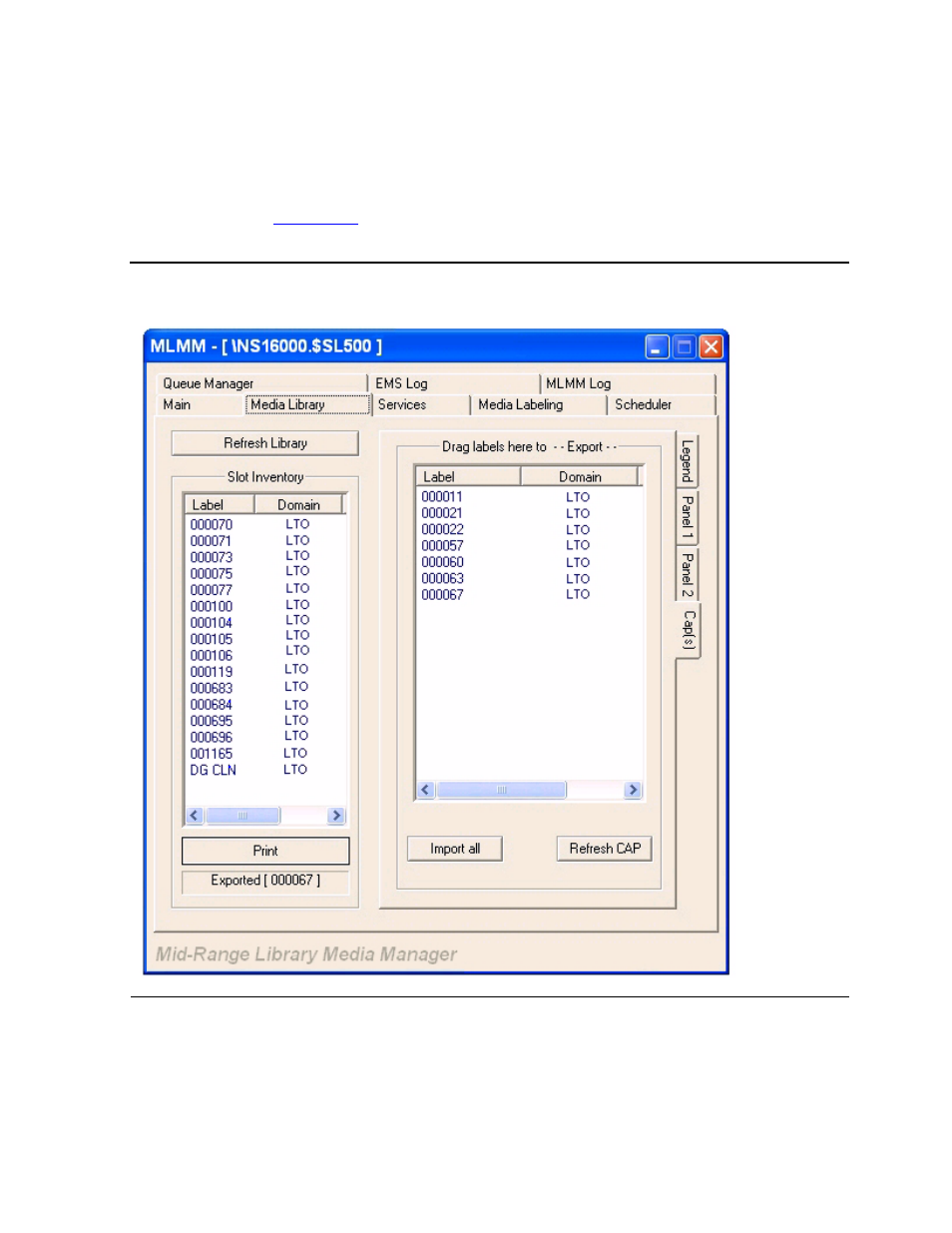 Figure 6-6, Media library tab - cap(s), Cap(s) tab | HP Integrity NonStop H-Series User Manual | Page 90 / 212