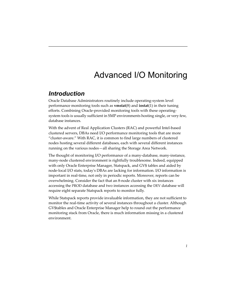 Advanced i/o monitoring, Introduction | HP PolyServe Software User Manual | Page 4 / 14