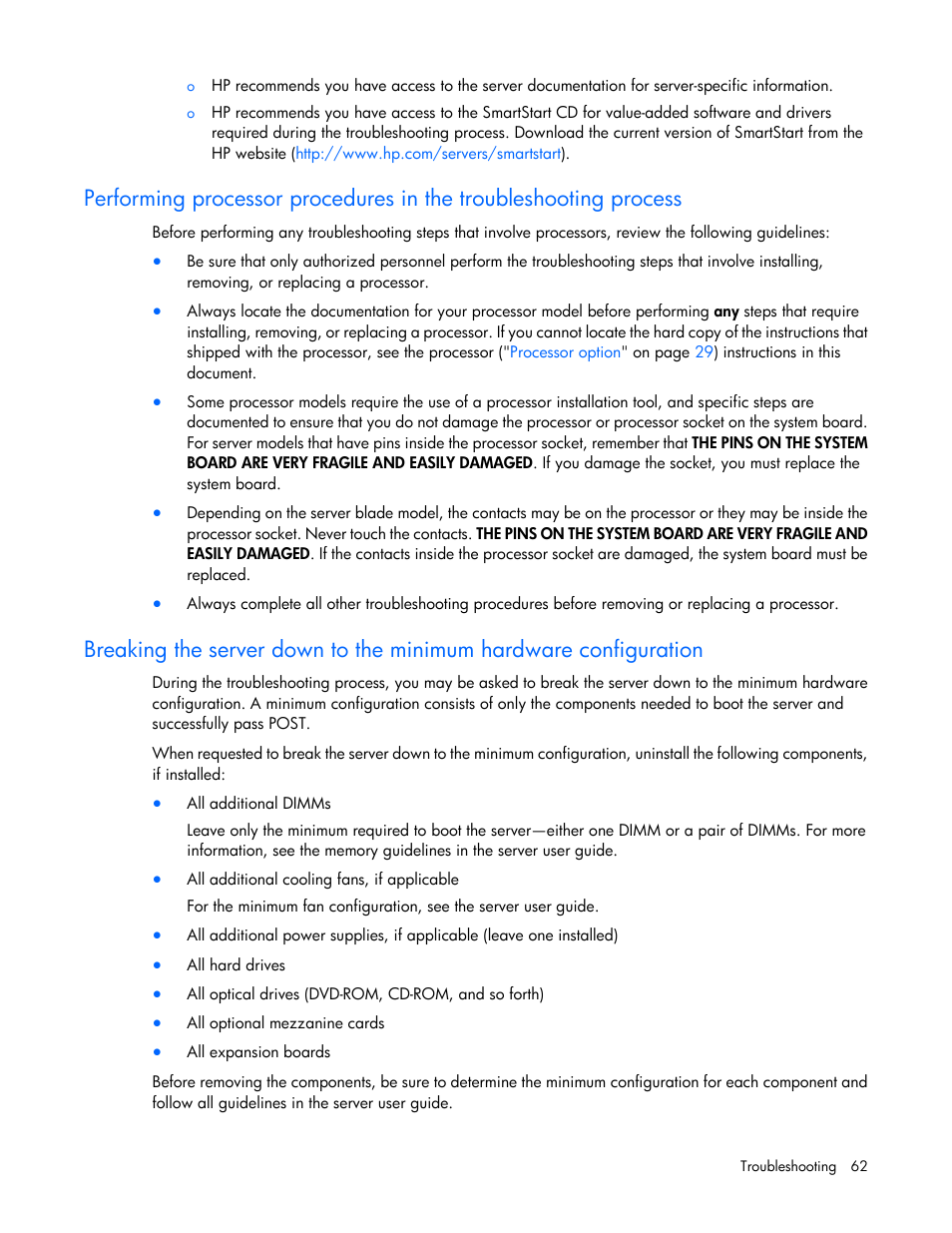 HP ProLiant BL490c G6 Server-Blade User Manual | Page 62 / 100