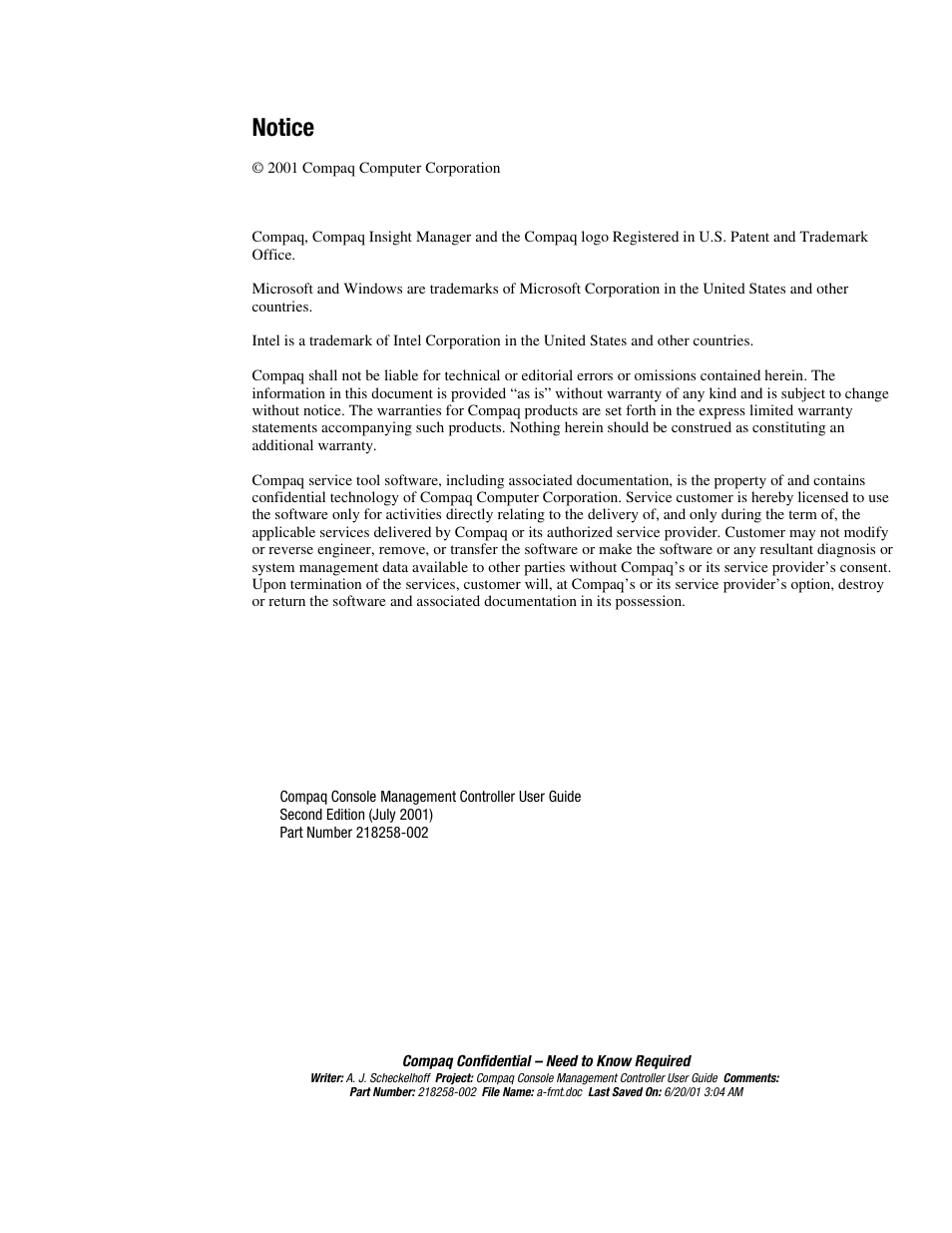 Notice | HP Console Management Controller User Manual | Page 2 / 108