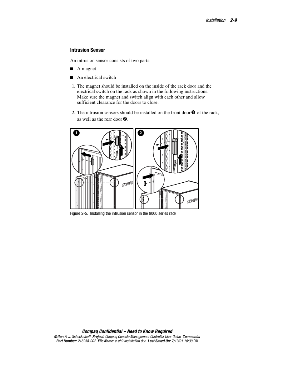 Intrusion sensor | HP Console Management Controller User Manual | Page 27 / 108