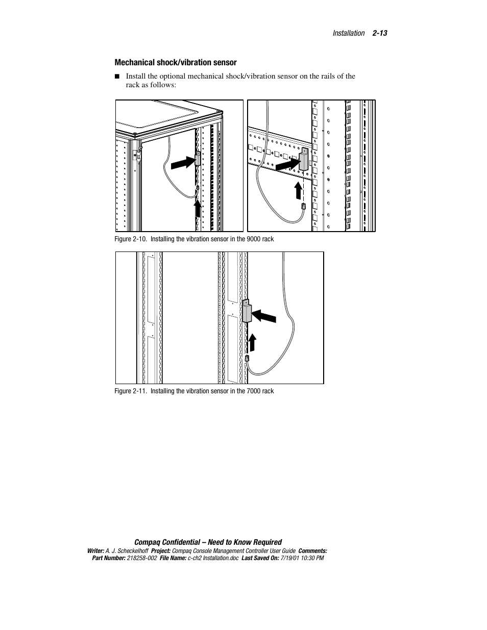 Mechanical shock/vibration sensor | HP Console Management Controller User Manual | Page 31 / 108