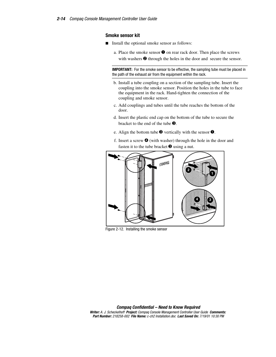 Smoke sensor kit | HP Console Management Controller User Manual | Page 32 / 108