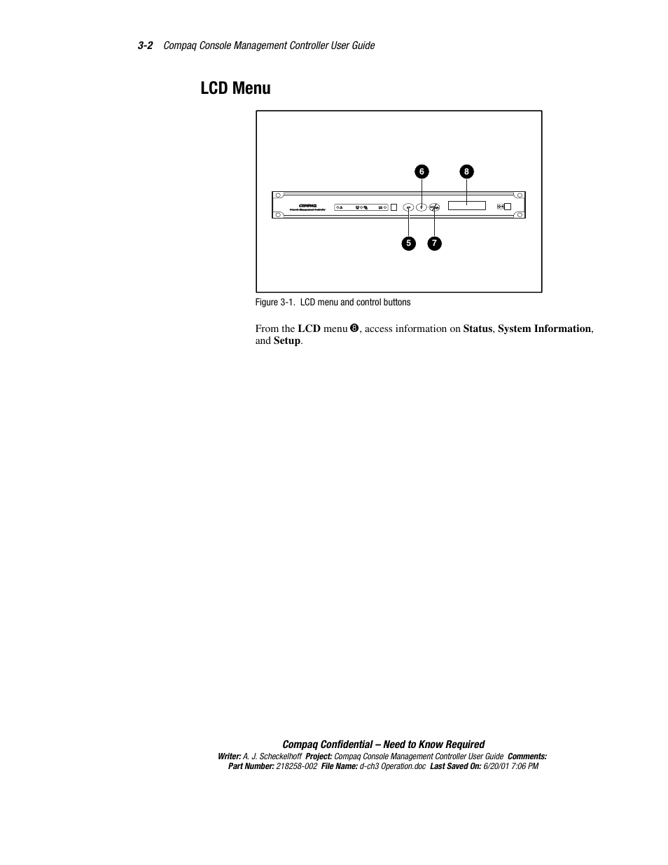 Lcd menu, Lcd menu -2 | HP Console Management Controller User Manual | Page 45 / 108