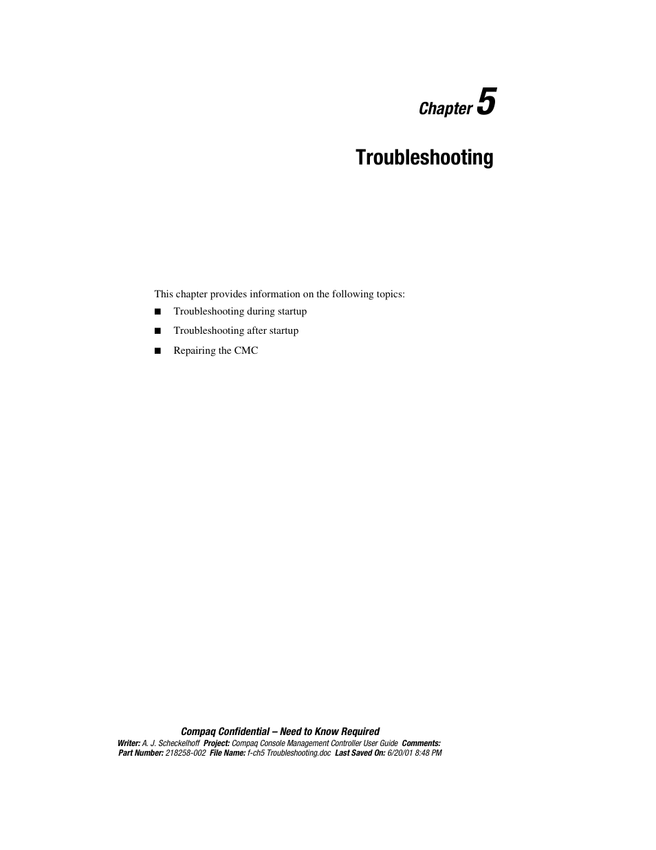 Chapter 5: troubleshooting, Chapter, Troubleshooting | HP Console Management Controller User Manual | Page 85 / 108