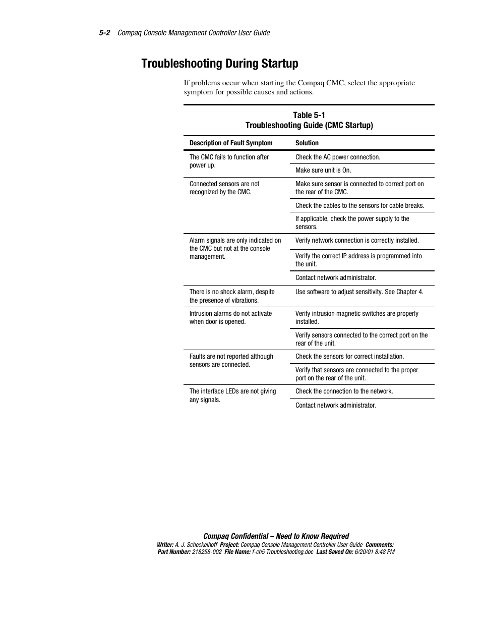 Troubleshooting during startup, Troubleshooting during startup -2 | HP Console Management Controller User Manual | Page 86 / 108