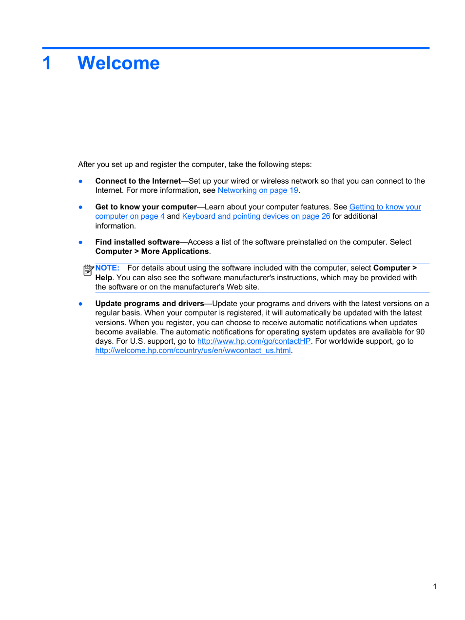 Welcome, 1 welcome, 1welcome | HP EliteBook 8470w Mobile Workstation User Manual | Page 11 / 113
