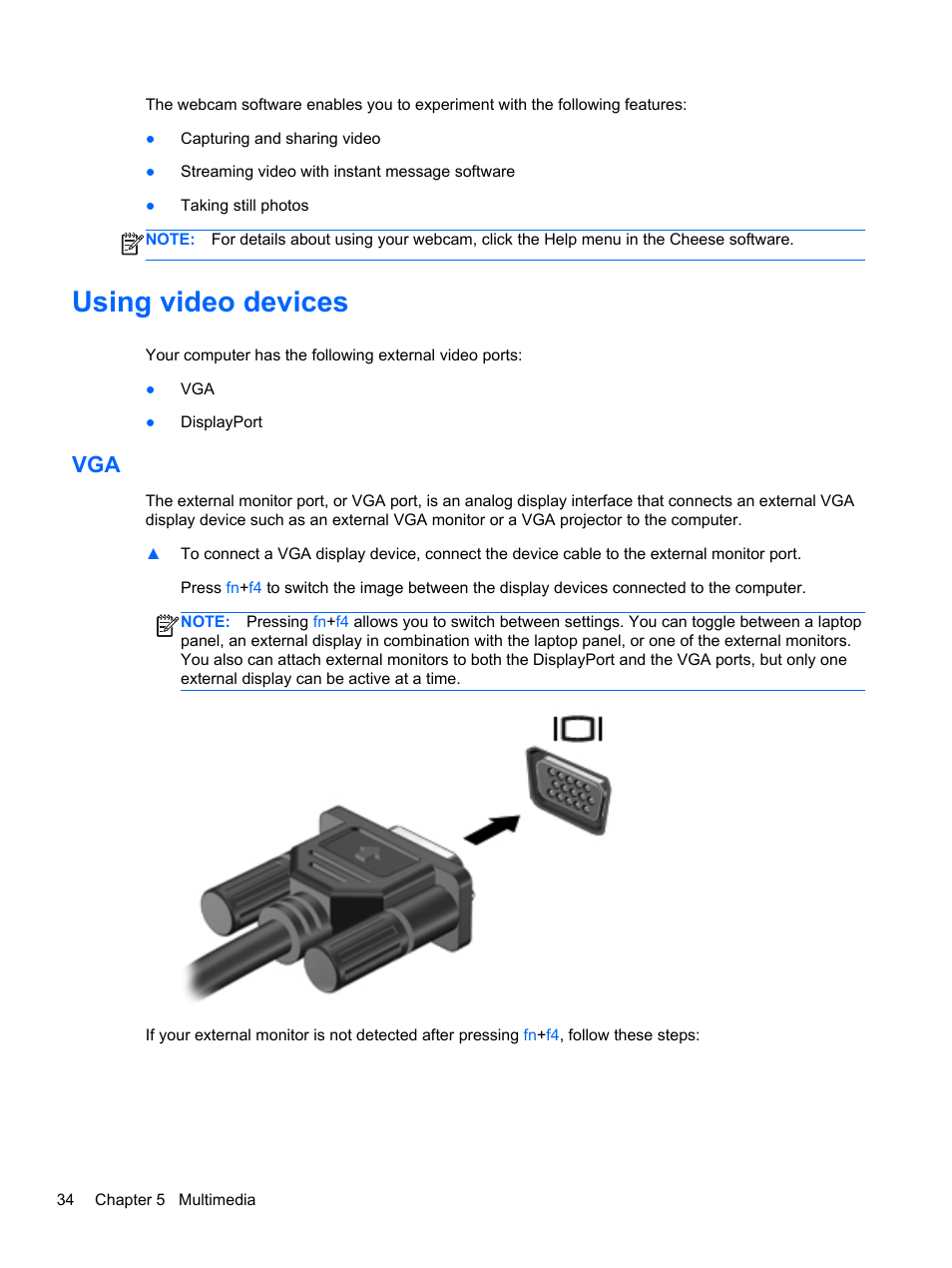 Using video devices | HP EliteBook 8470w Mobile Workstation User Manual | Page 44 / 113