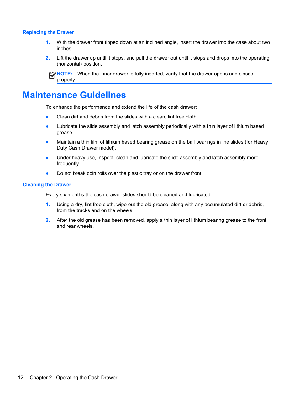 Maintenance guidelines | HP RP3 Retail System Model 3100 User Manual | Page 18 / 24