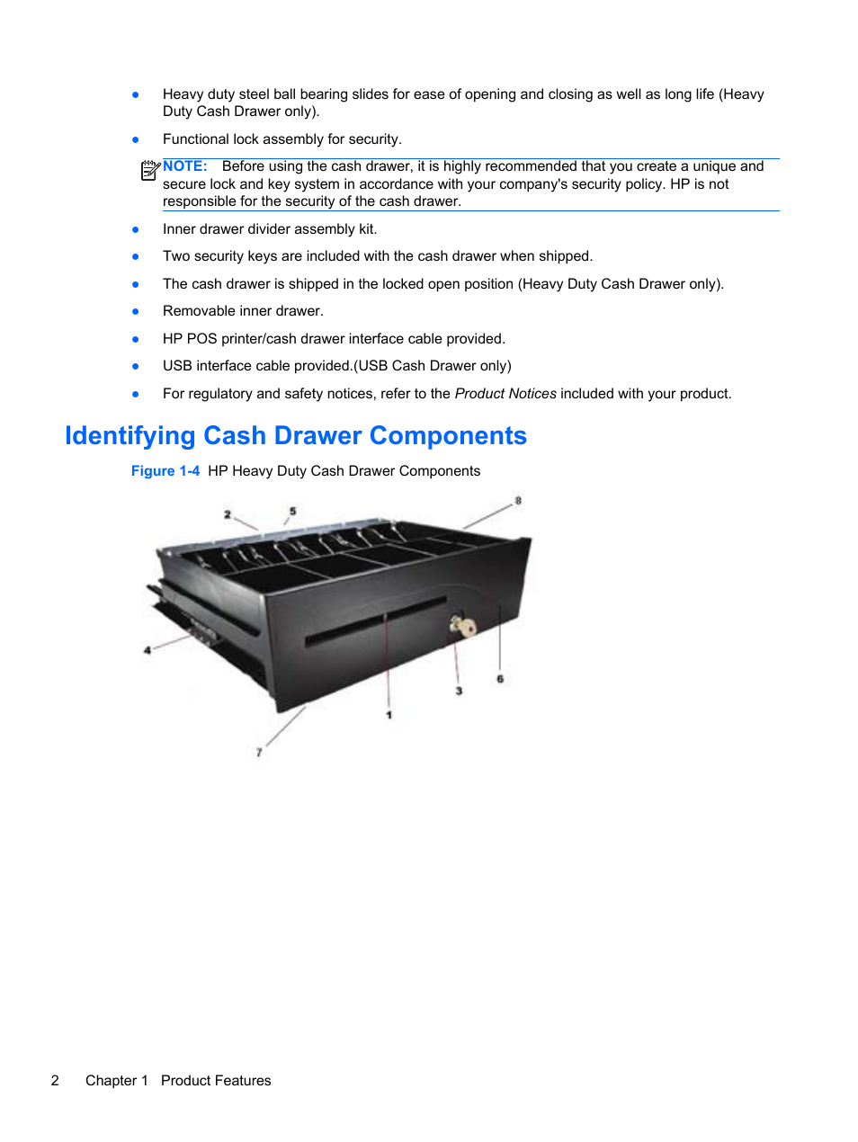 Identifying cash drawer components | HP RP3 Retail System Model 3100 User Manual | Page 8 / 24