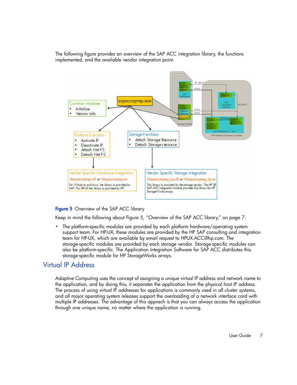 Virtual ip address, 5 overview of the sap acc library | HP Storage Essentials Enterprise Edition Software User Manual | Page 19 / 66