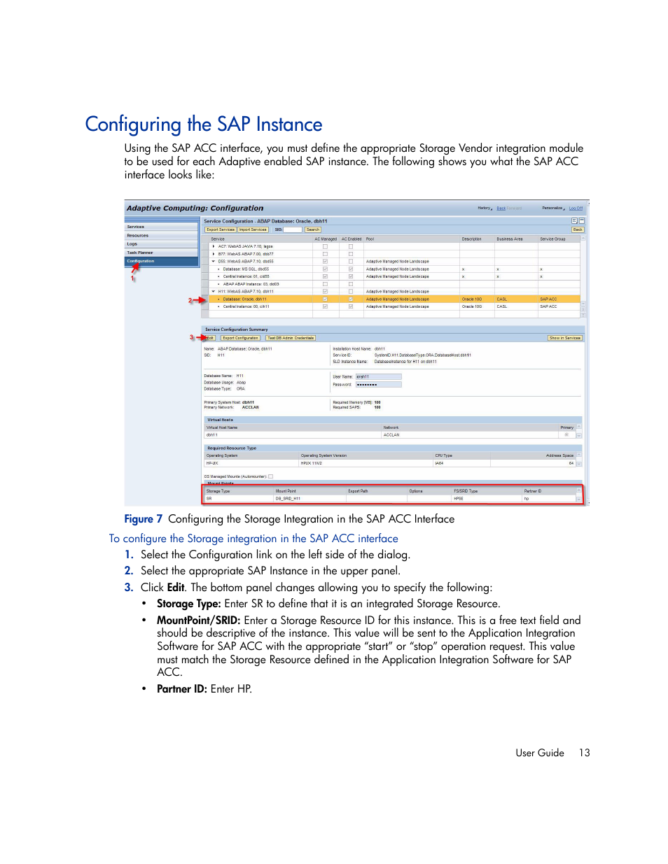 Configuring the sap instance | HP Storage Essentials Enterprise Edition Software User Manual | Page 25 / 66