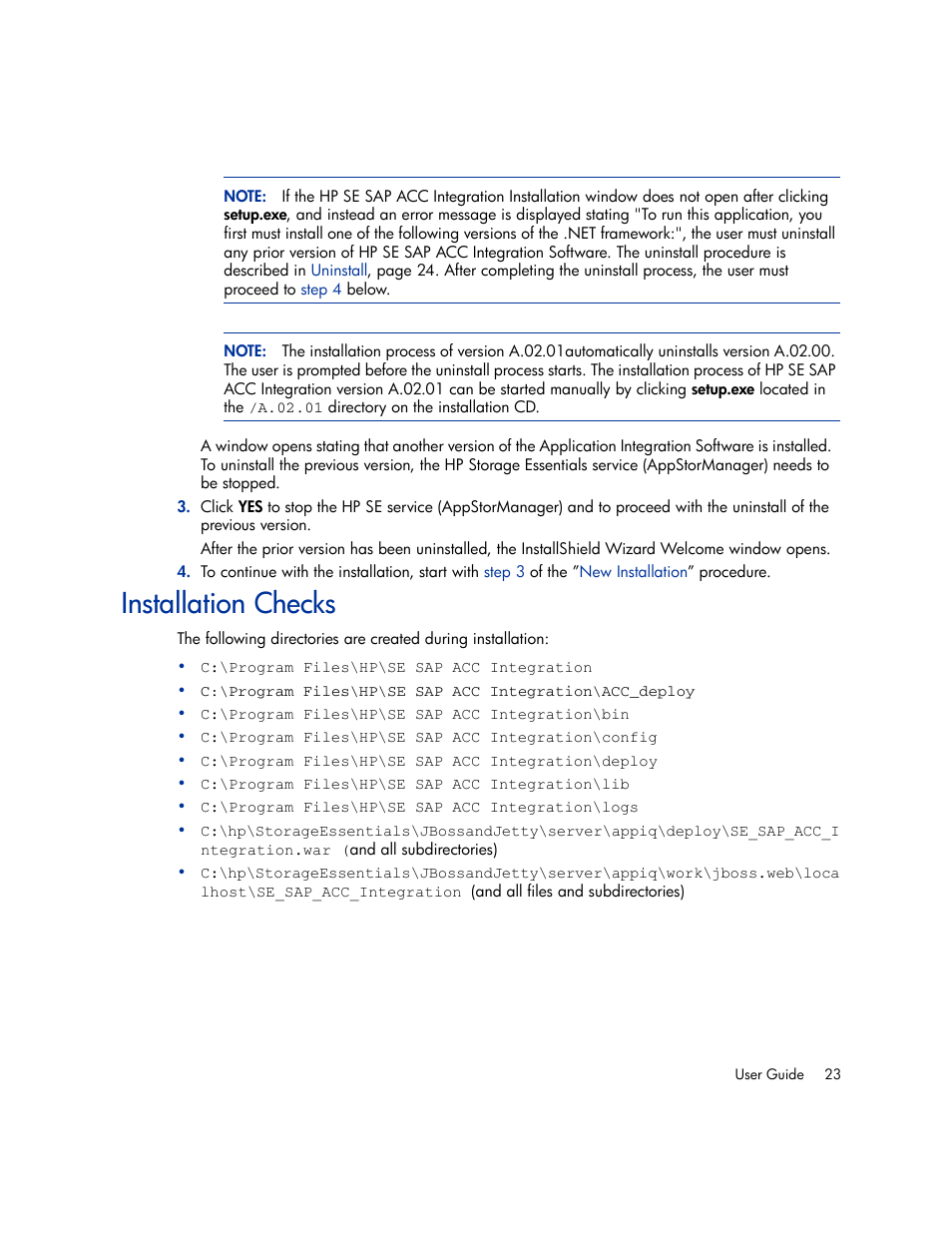 Installation checks | HP Storage Essentials Enterprise Edition Software User Manual | Page 35 / 66