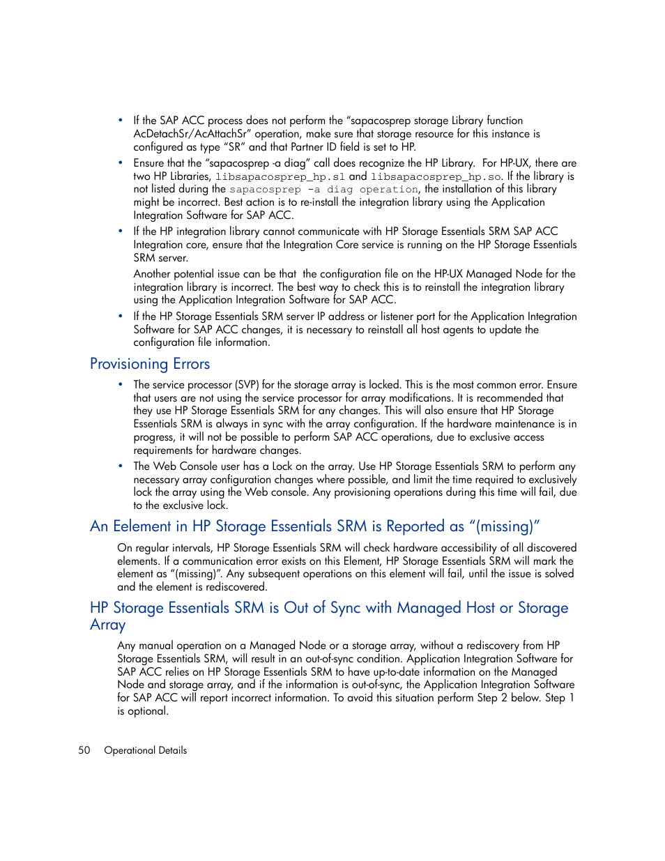 Provisioning errors | HP Storage Essentials Enterprise Edition Software User Manual | Page 62 / 66