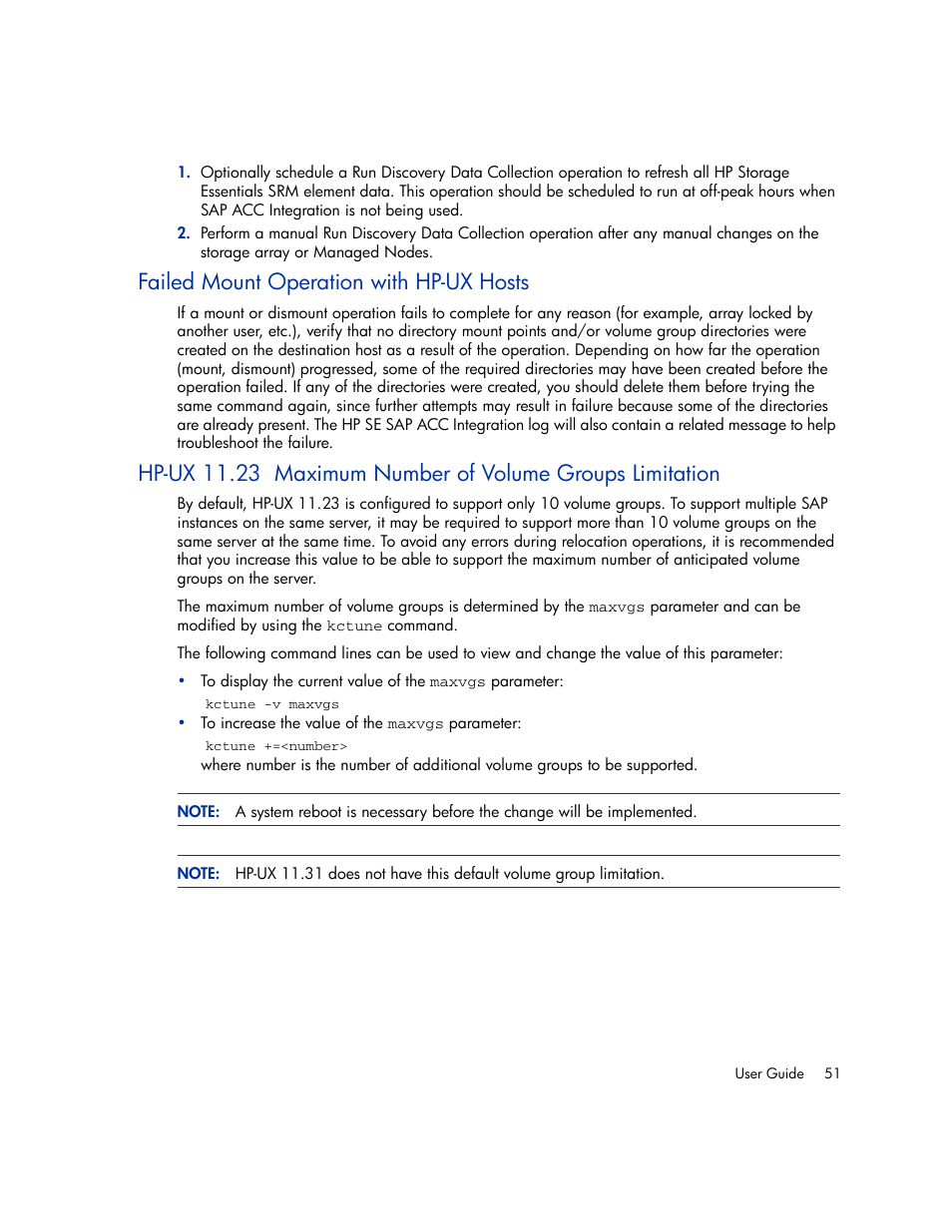 Failed mount operation with hp-ux hosts | HP Storage Essentials Enterprise Edition Software User Manual | Page 63 / 66