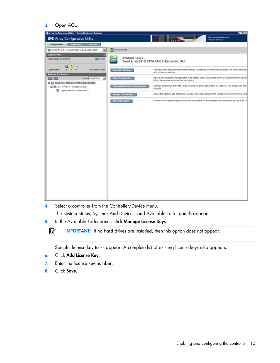 HP Smart Array B110i SATA RAID-Controller User Manual | Page 10 / 27