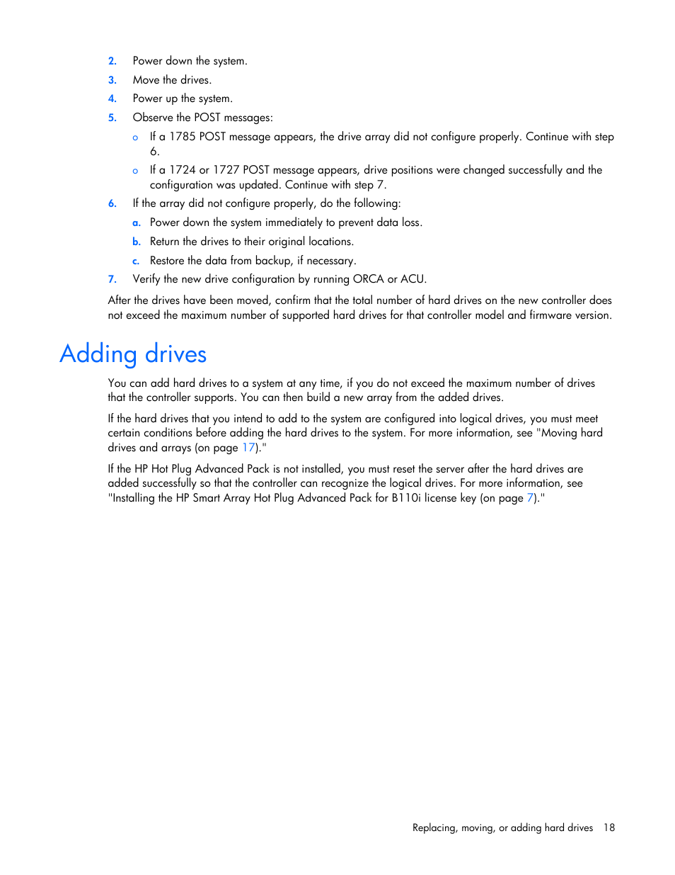 Adding drives | HP Smart Array B110i SATA RAID-Controller User Manual | Page 18 / 27